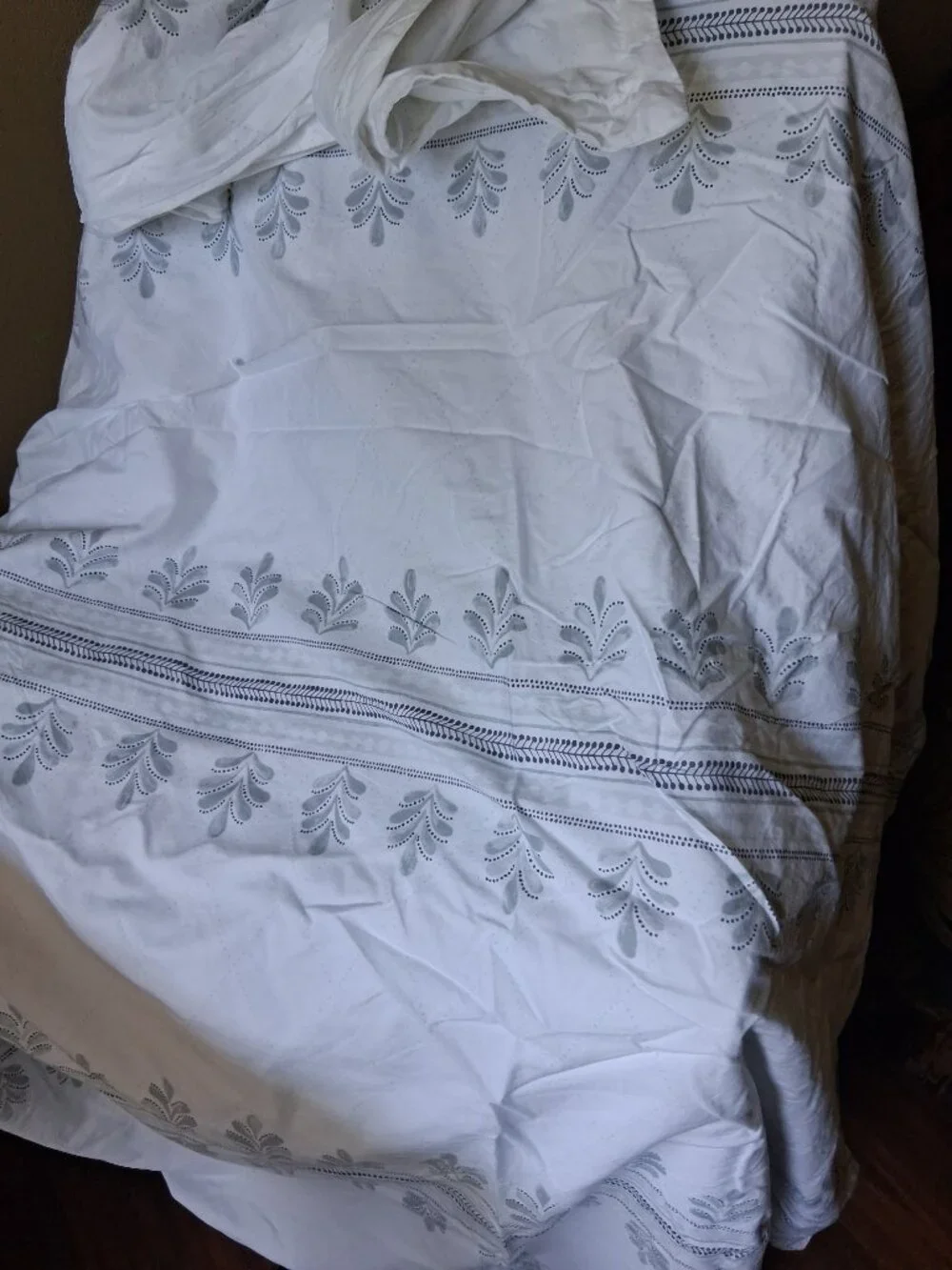Boll & Branch White with Grey Accents KING/Cal.K Duvet Cover 3 PCS Set. FLAW
